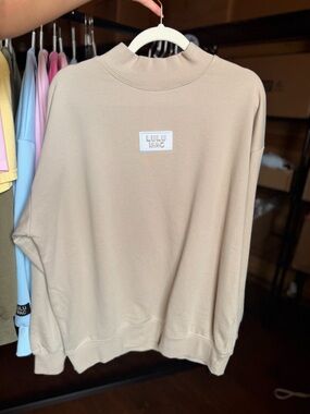 Lulu Mac Tan Mock Neck Sweatshirt NWT